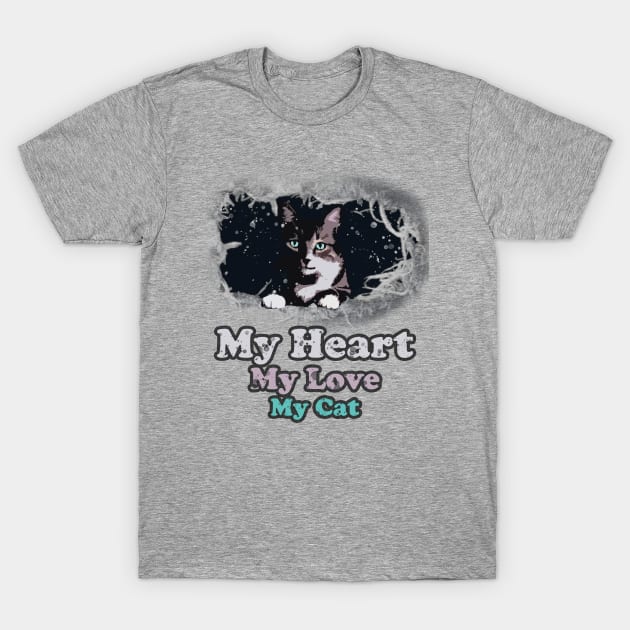 My Heart My Love My Cat T-Shirt by Najmy